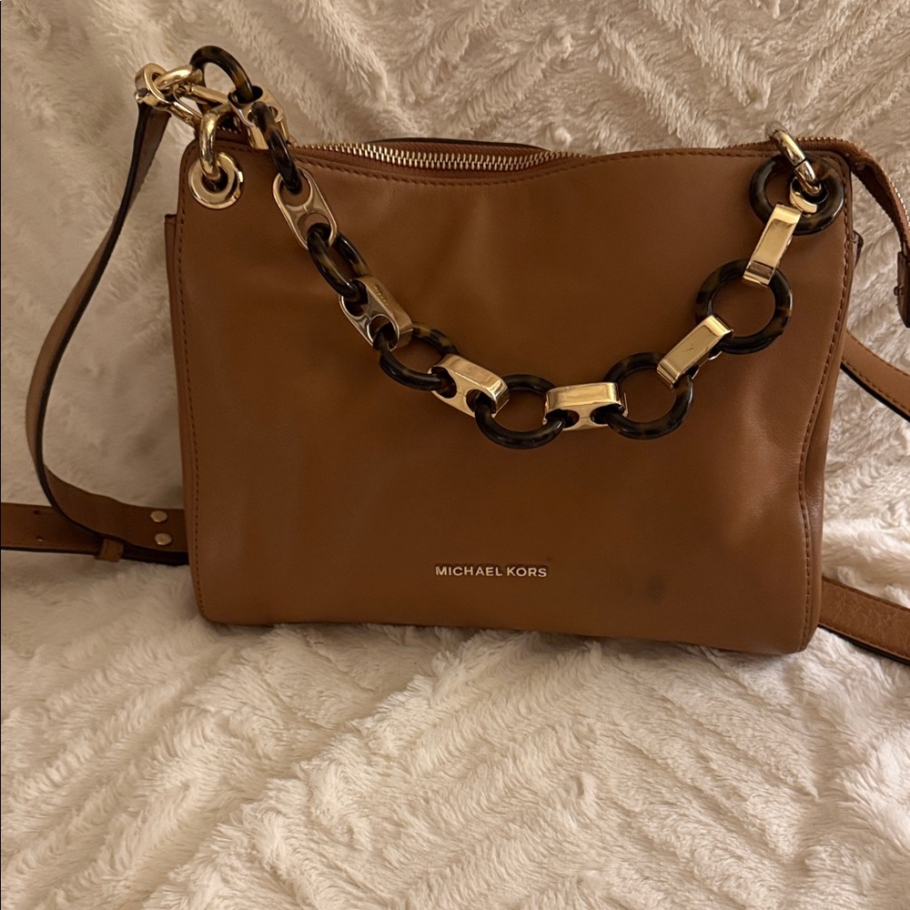 Michael Kors Tan Crossbody Bag with Chain Detail